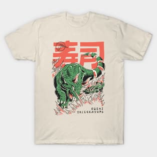 Sushi Triceratops // Vintage Japanese Style Illustration Dinosaur T-Shirt